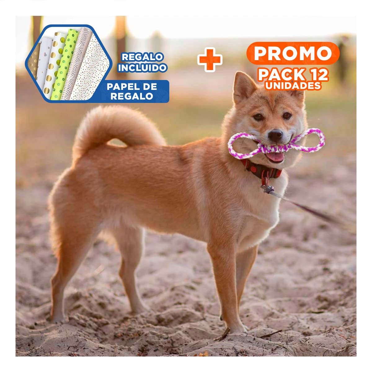 PACK12 CUERDA SOGA 4 NUDOS PET ROSADO PARA SU EJERCICIO DIARIO Y+PAPEL REGALO - 1