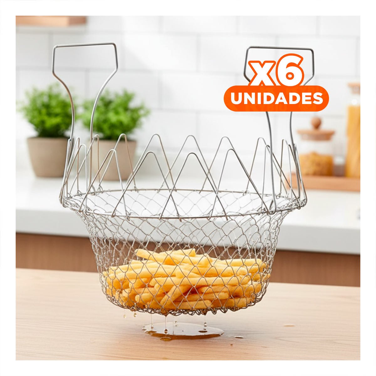 PACK6 RECIPIENTE COCINA COLAR ACERO 23CM PLATEADO PARA FREIR DURADERO Y+REGALO STICKER - 1