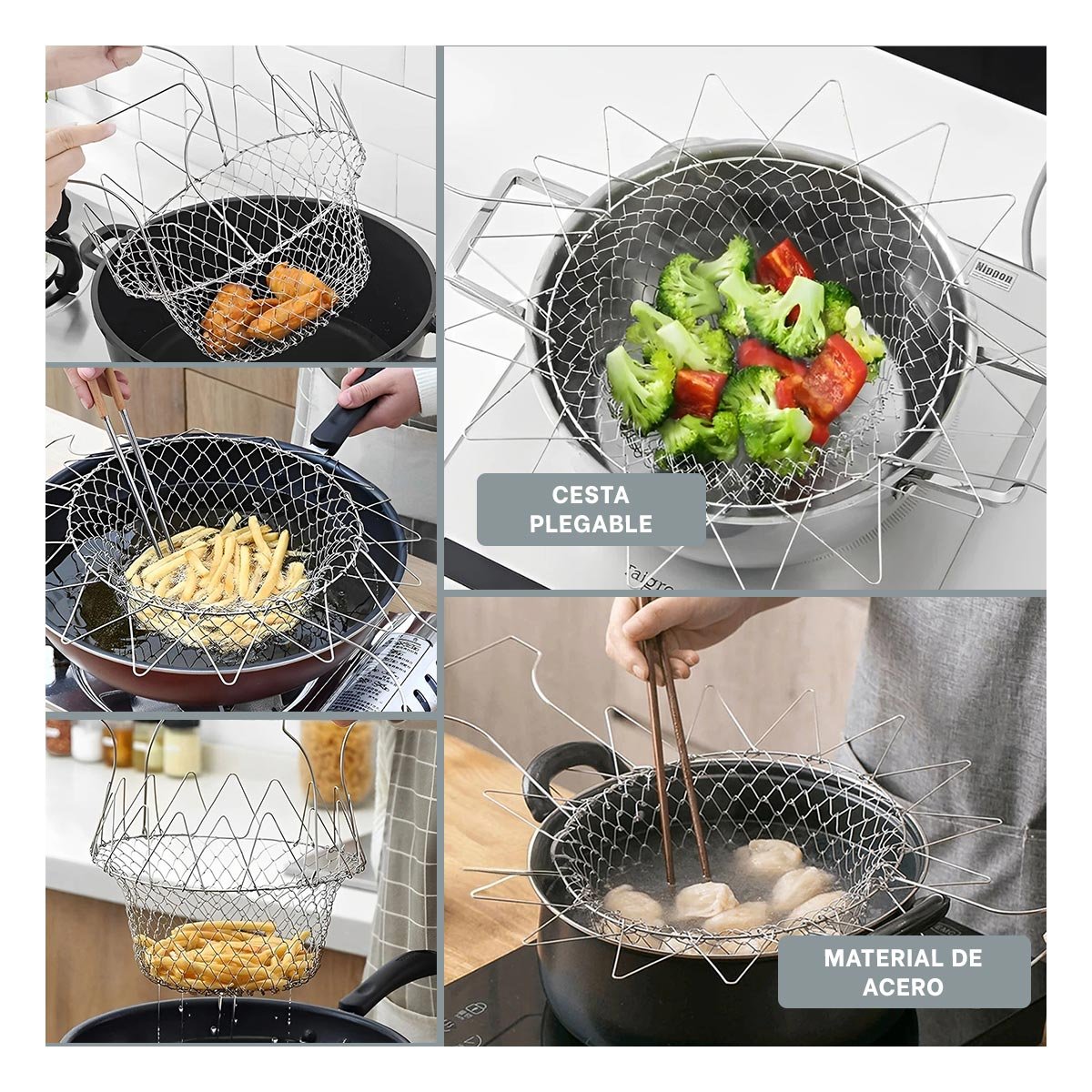 PACK2 FILTRO FREIR ACERO 23CM PLATEADO PARA COCINA Y HOGAR DURABLE Y+PAPEL REGALO - 3