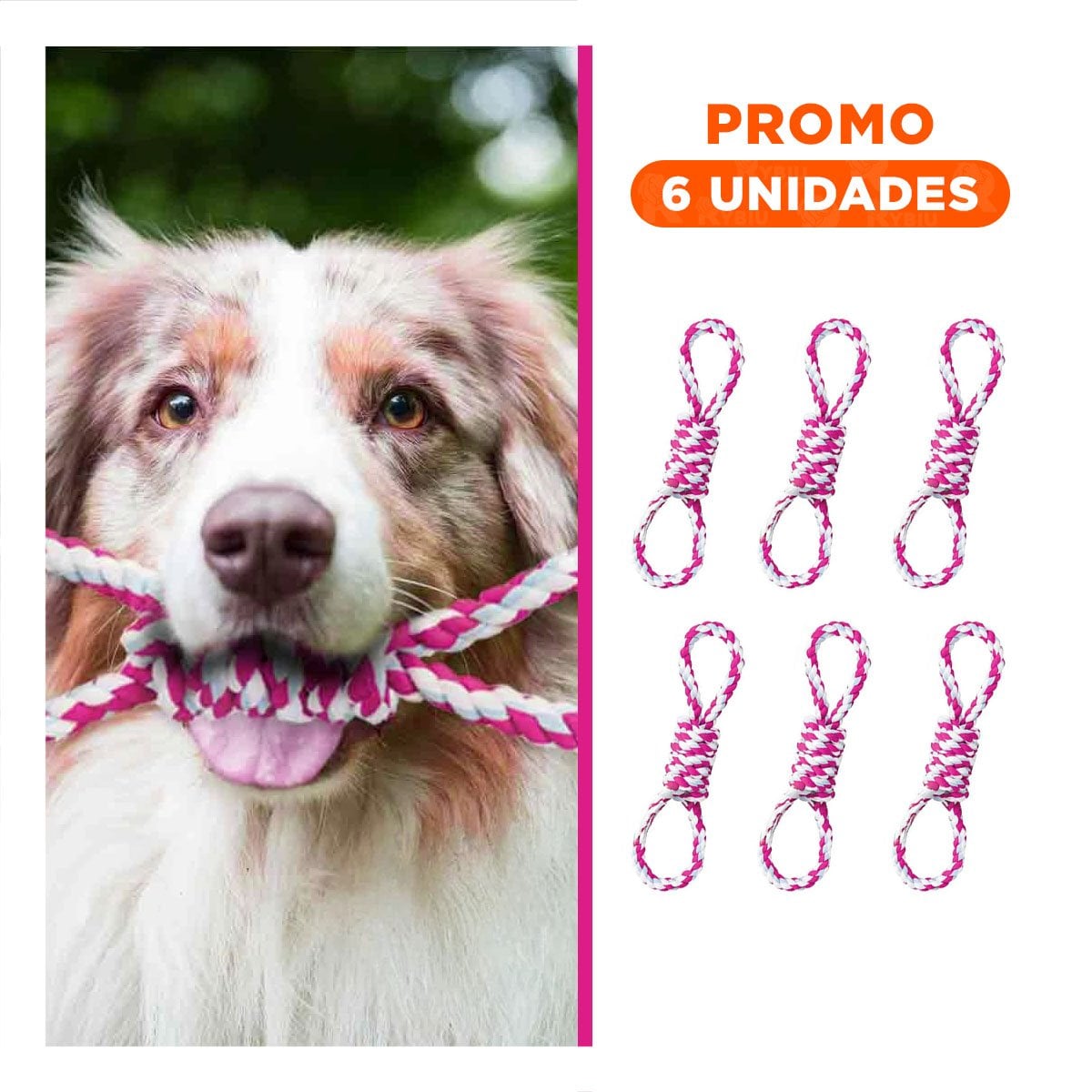 PACK6 ELEMENTO DE JUEGO CON 4 NUDOS ROSADO DE AGARRE COMODO PARA SUS MANOS - 1