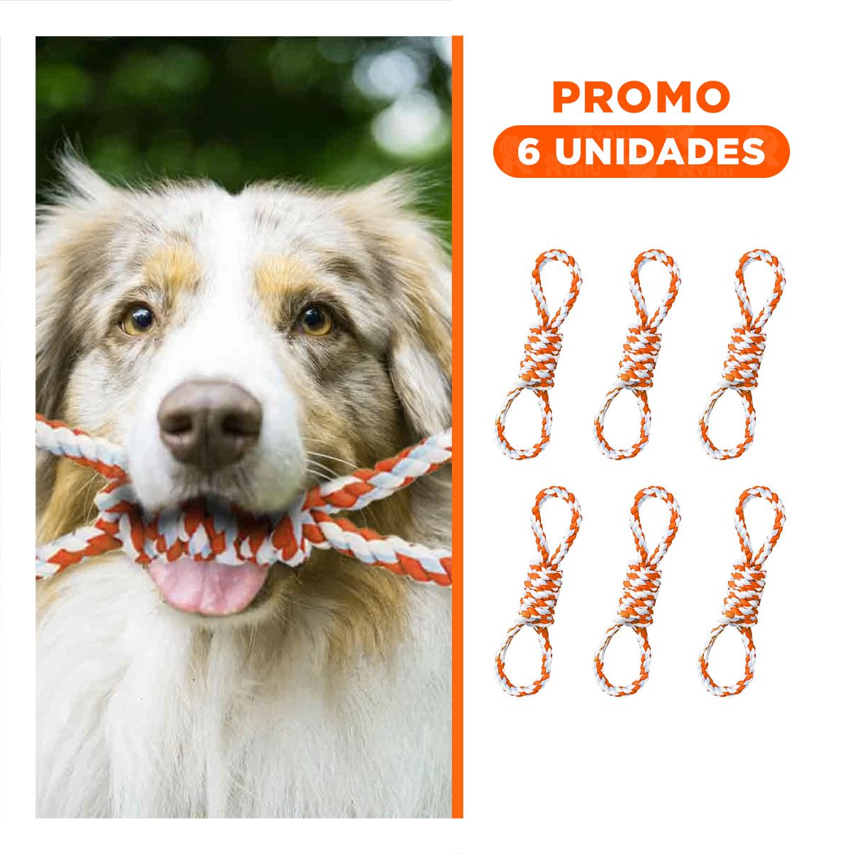 PACK6 ELEMENTO DE JUEGO CON 4 NUDOS ANARANJADO DE AGARRE COMODO PARA SUS MANOS - 1