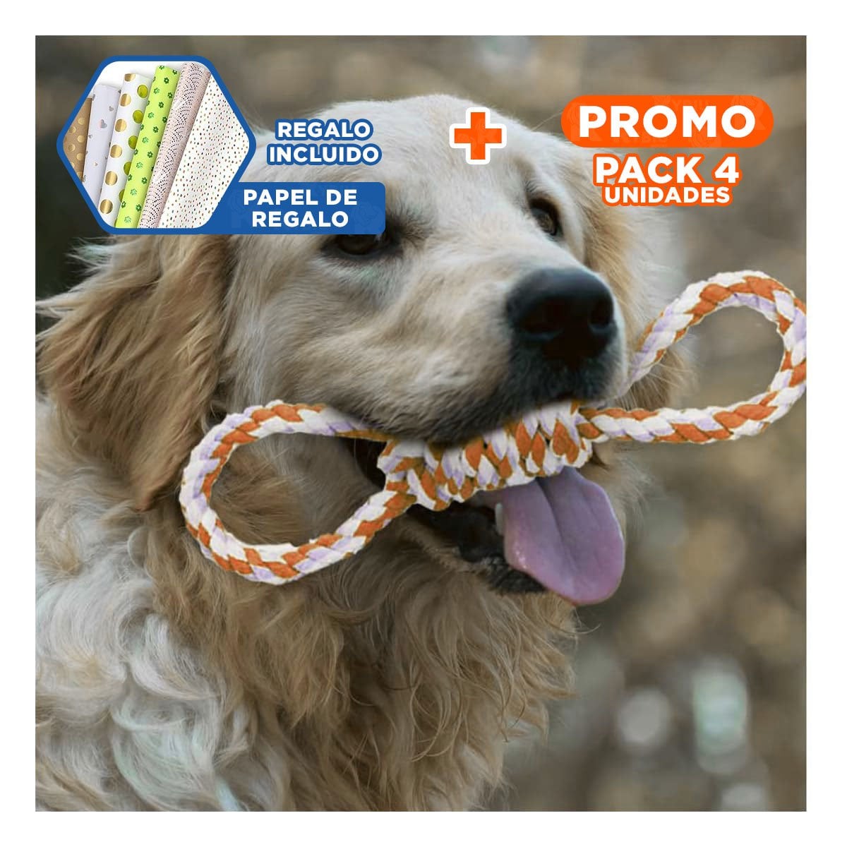 PACK4 CUERDA SOGA 4 NUDOS PET ANARANJADO PARA UN ESTILO MUY ACTIVO Y+PAPEL REGALO - 1
