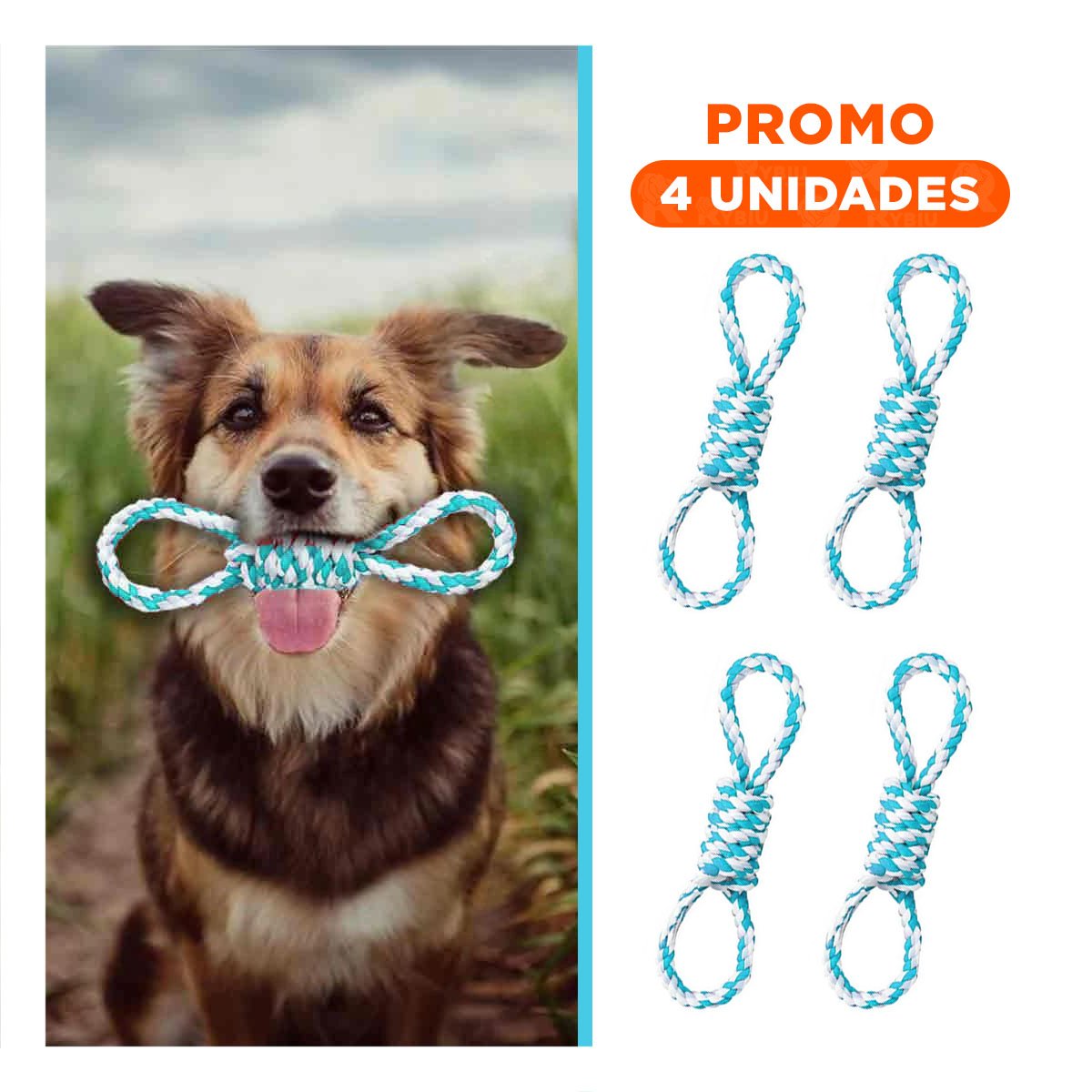 PACK4 ACCESORIO DE MORDIDA CON 4 NUDOS TURQUESA PARA LA TRANQUILIDAD Y+REGALO STICKER - 1