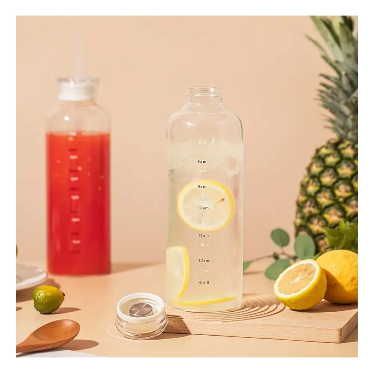 PACK12 BIDON DE VIDRIO 750ML TRANSPARENTE CON SORBETE Y TAPA SEGURA Y+PAPEL REGALO - 3