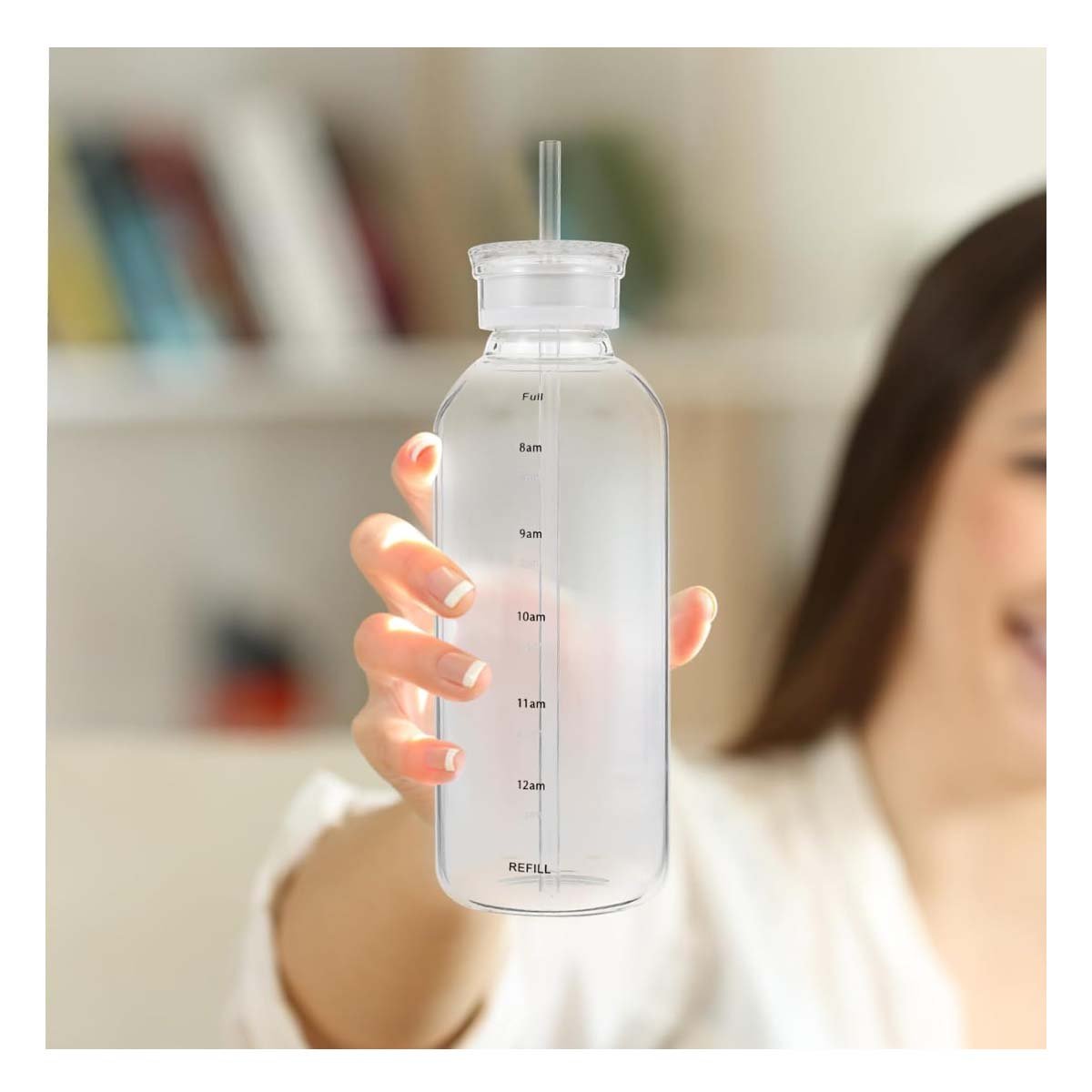 PACK12 BIDON DE VIDRIO 750ML TRANSPARENTE CON SORBETE Y TAPA SEGURA Y+PAPEL REGALO - 5
