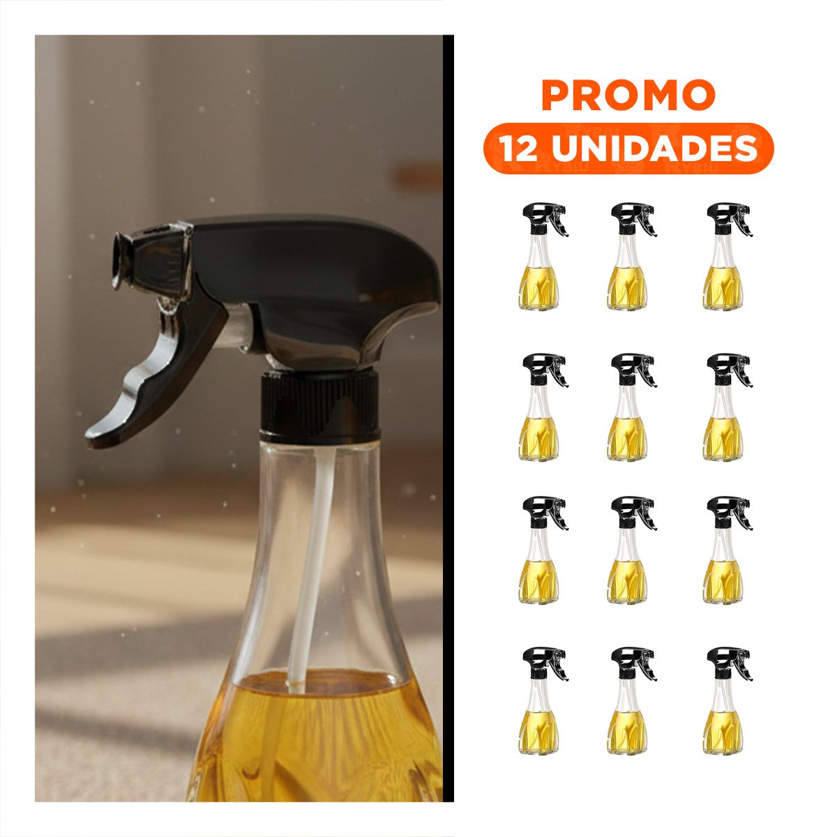 PACK12 ATOMIZADOR DE ACEITE SPRAY 240ML NEGRO COMODO Y FACIL DE USAR Y+REGALO STICKER - 1