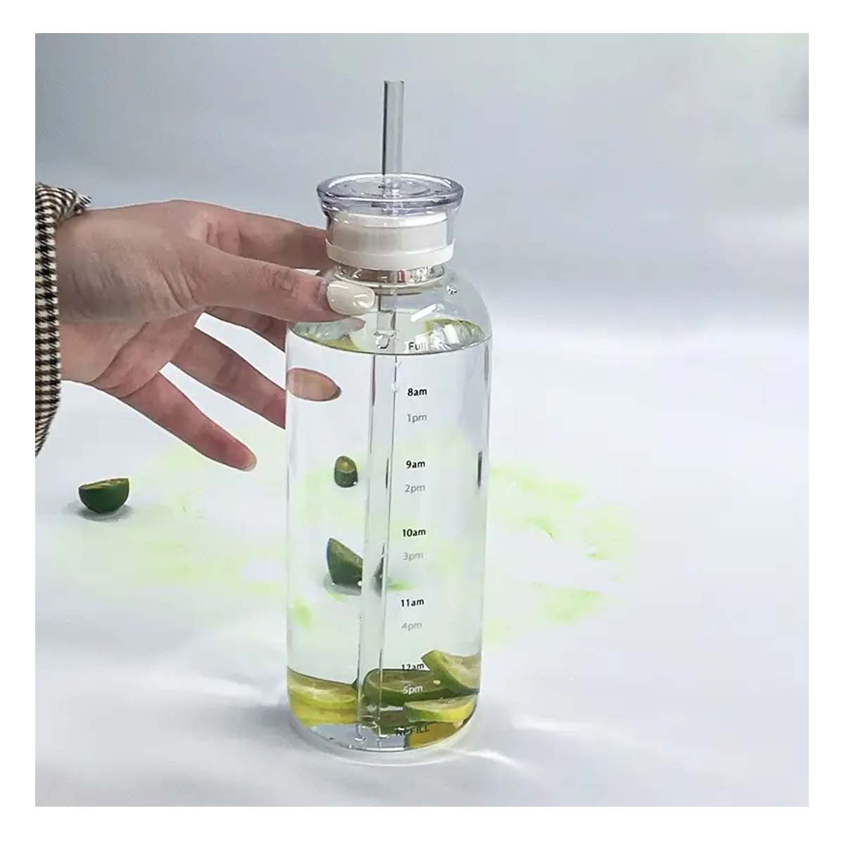 PACK4 BOTELLON DE VIDRIO 750ML TRANSPARENTE CON SORBETE Y CIERRE SEGURO Y+REGALO STICKER - 3