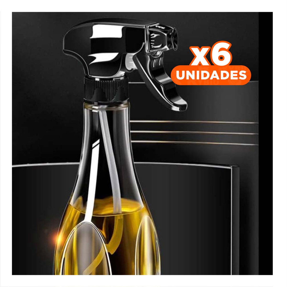 PACK6 ATOMIZADOR DE ACEITE SPRAY 240ML NEGRO COMODO Y FUNCIONAL Y+REGALO STICKER - 1