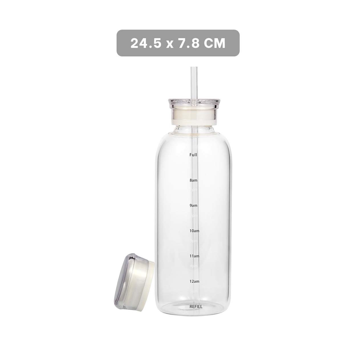 FRASCO DE VIDRIO 750ML TRANSPARENTE CON DOBLE TAPA Y SORBETE INTEGRADO - 4