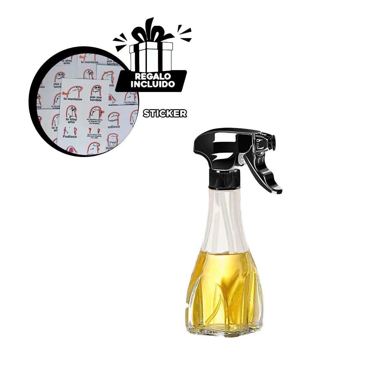 ACEITERA SPRAY 240ML NEGRO MODERNA Y COMODA MEZCLAR INGREDIENTES Y+REGALO STICKER - 1