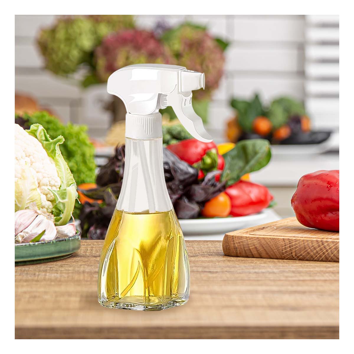 PACK2 CONTENEDOR DE ACEITE SPRAY 240ML BLANCO MODERNO Y RESISTENTE PARA SAZONAR Y+PAPEL REGALO - 5