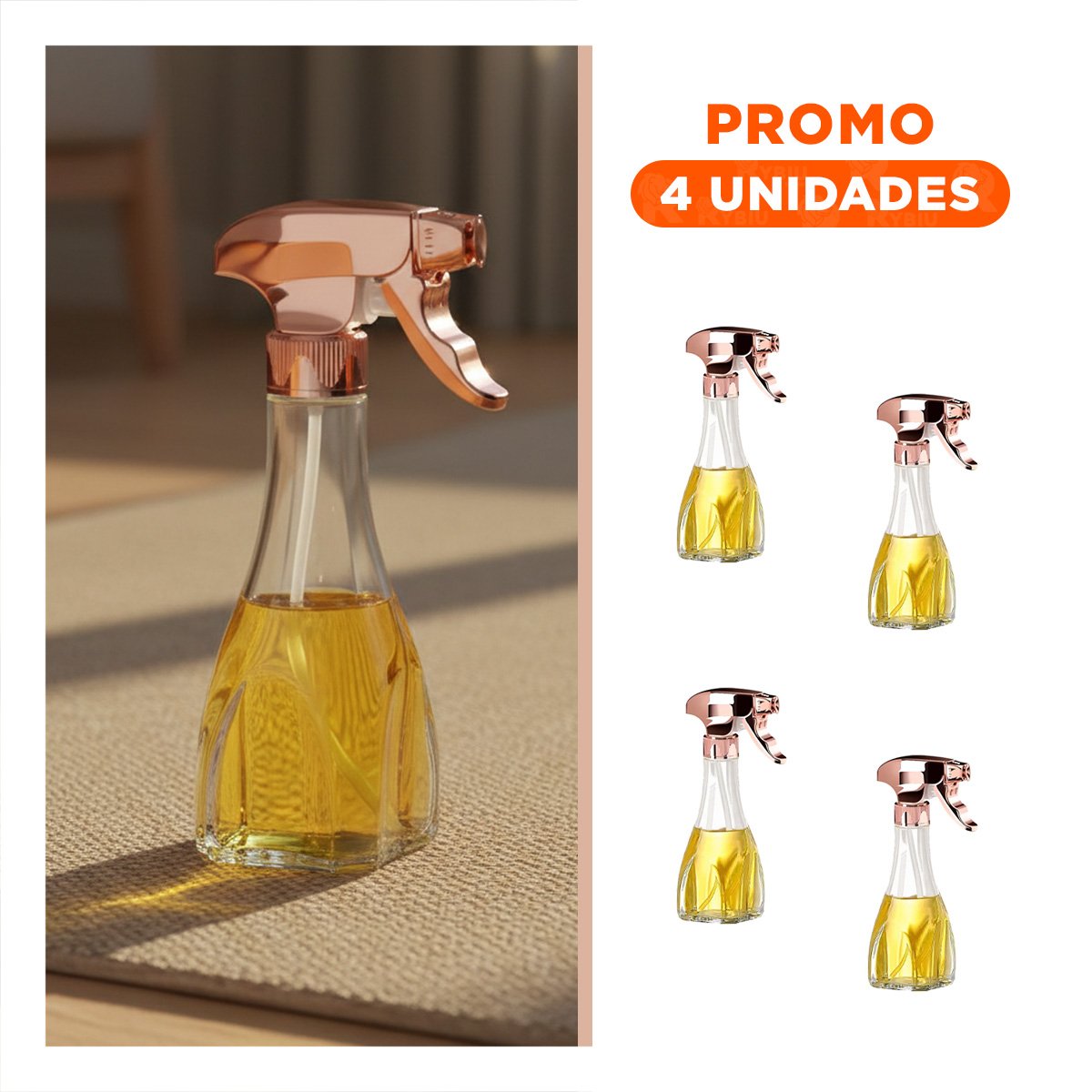 PACK4 APLICADOR DE ACEITE SPRAY 240ML ORO ROSA PRACTICO Y FUNCIONAL Y+REGALO STICKER - 1