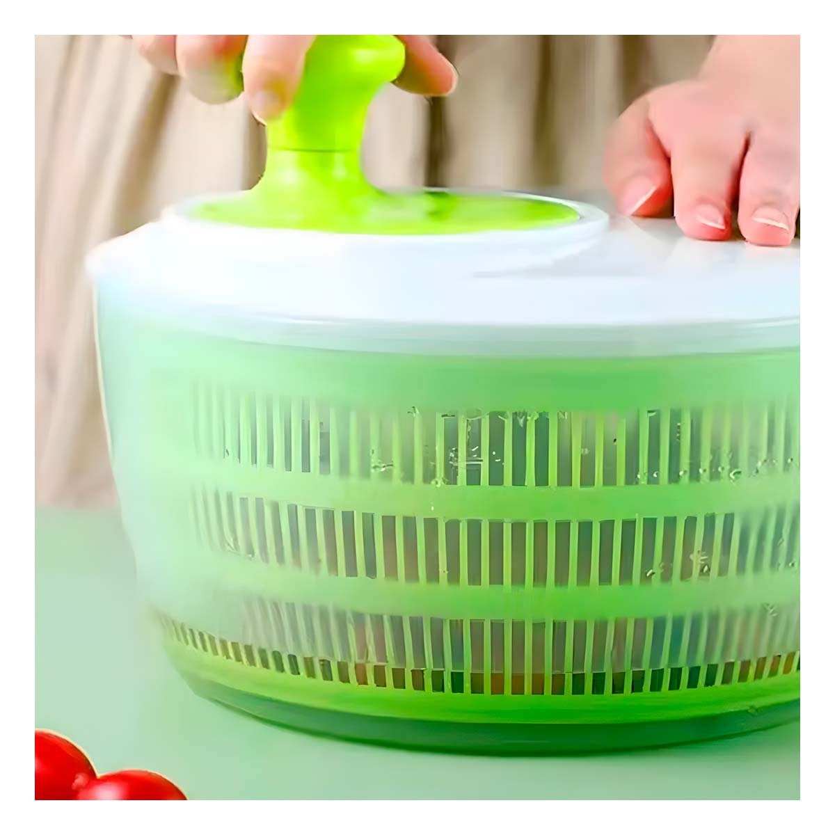 CENTRIFUGADOR DE VERDURAS Y FRUTAS VERDE Y BLANCO DURADERO Y FACIL DE USAR Y+PAPEL REGALO - 3