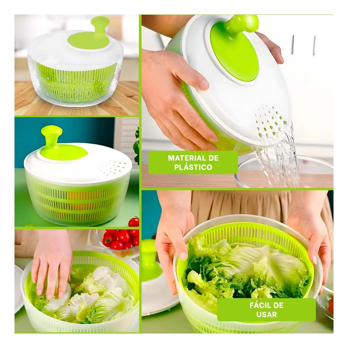 PACK12 SPINNER CENTRIFUGADOR VERDE Y BLANCO PRACTICO Y FUNCIONAL Y+PAPEL REGALO - 2