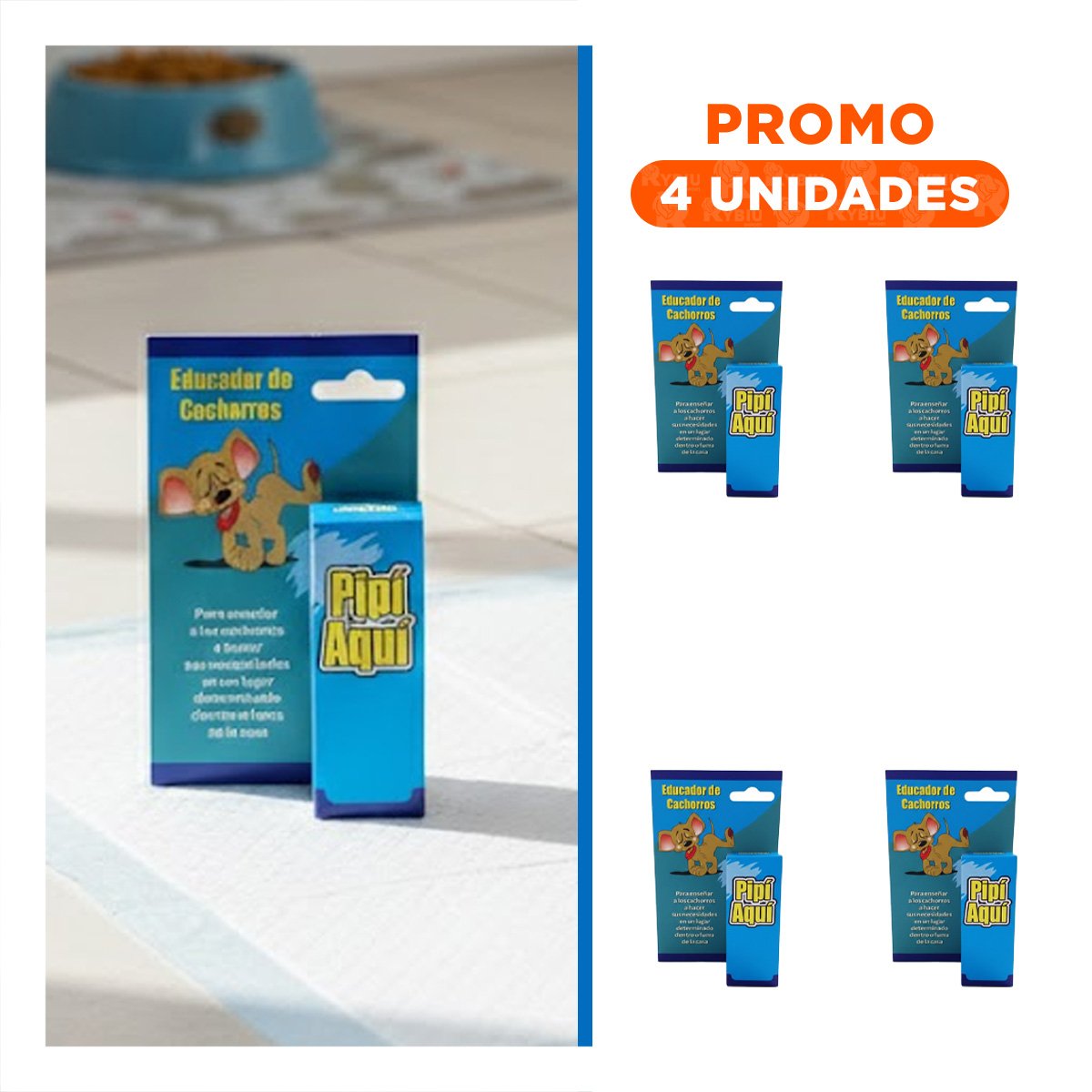 PACK4 IMPLEMENTO QUE FACILITA ENTRENAMIENTO Y CONTROL DE CACHORROS CELESTE Y+REGALO STICKER - 1