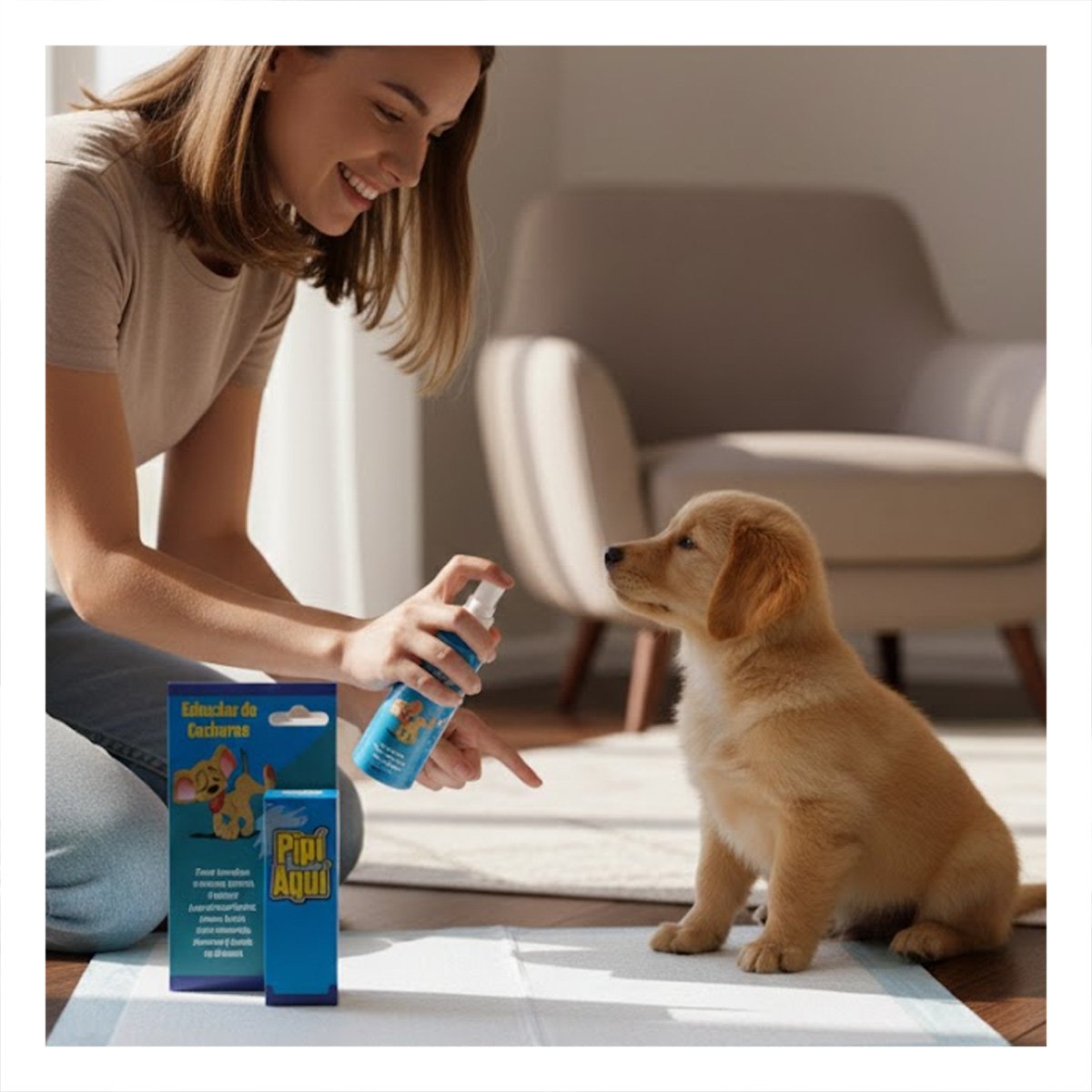 PACK4 IMPLEMENTO QUE FACILITA ENTRENAMIENTO Y CONTROL DE CACHORROS CELESTE Y+REGALO STICKER - 3