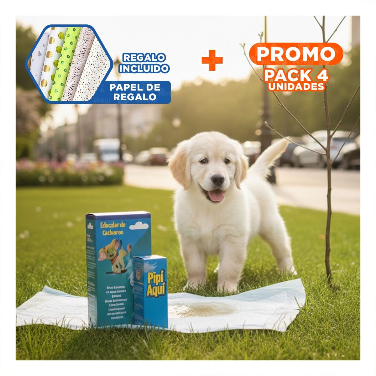 PACK4 SOLUCION QUE GARANTIZA RESULTADOS EFECTIVOS CONTU CACHORRO CELESTE Y+PAPEL REGALO - 1