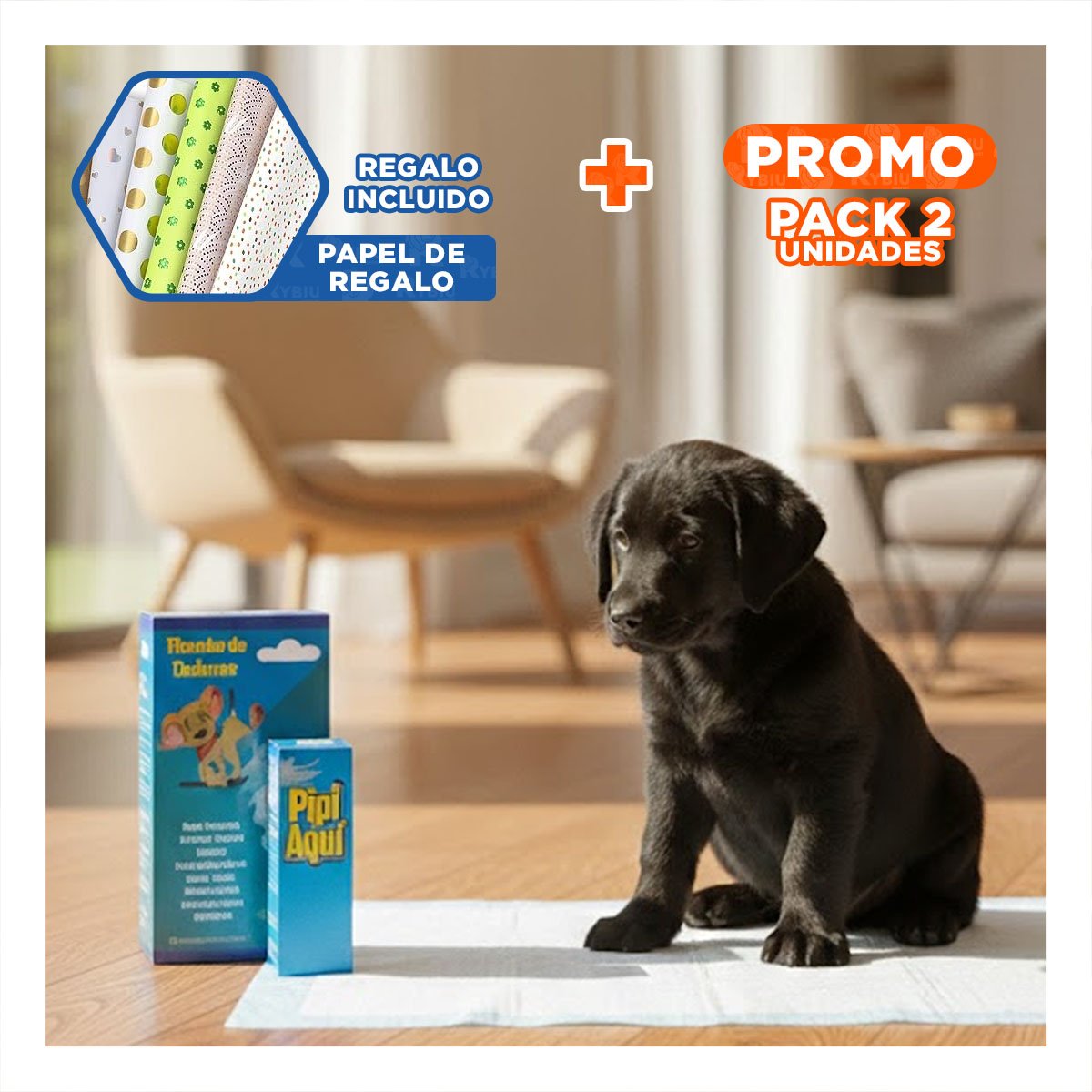 PACK2 SOLUCION COMODA Y PRACTICA PARA ENTRENAMIENTO DIARIO DE MASCOTAS CELESTE Y+PAPEL REGALO - 1