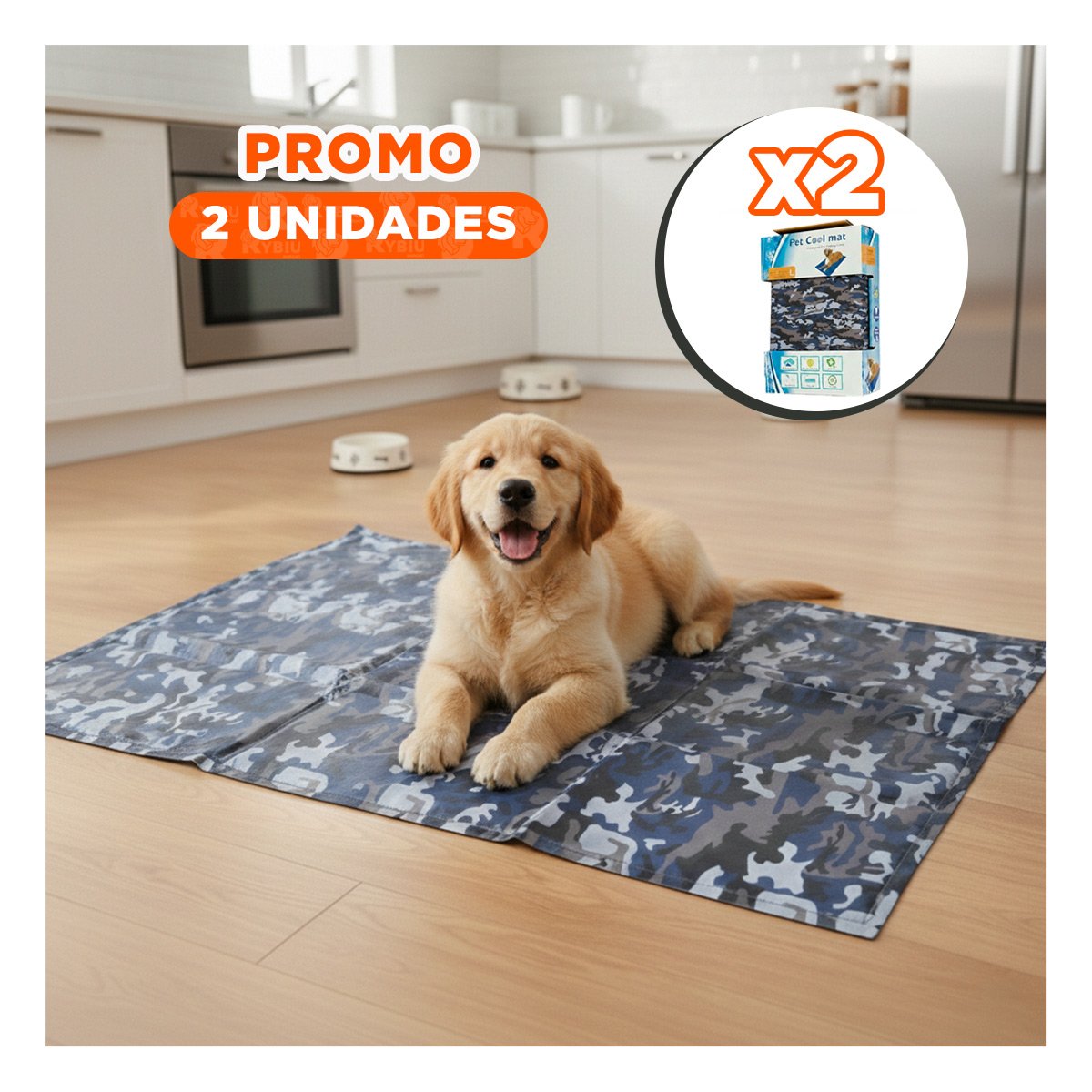 PACK2 CAMA SUAVE QUE PROTEGE A TU MASCOTA DEL CALOR L 50X90CM MILITAR Y+REGALO STICKER - 1