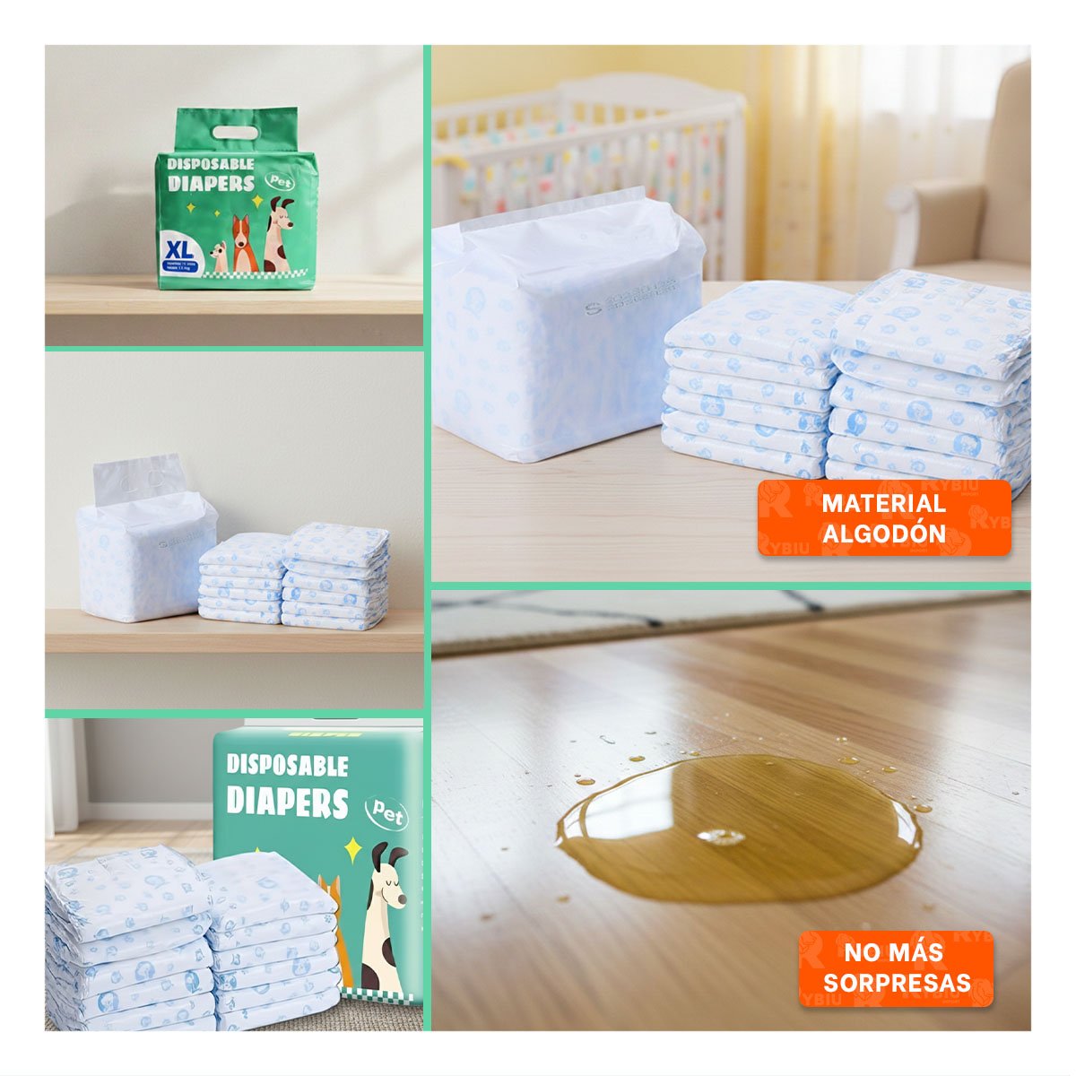 PACK2 PAQUETE SANITARIO FACIL DE USAR Y DESECHAR PERRO MACHO XL VERDE Y+PAPEL REGALO - 3