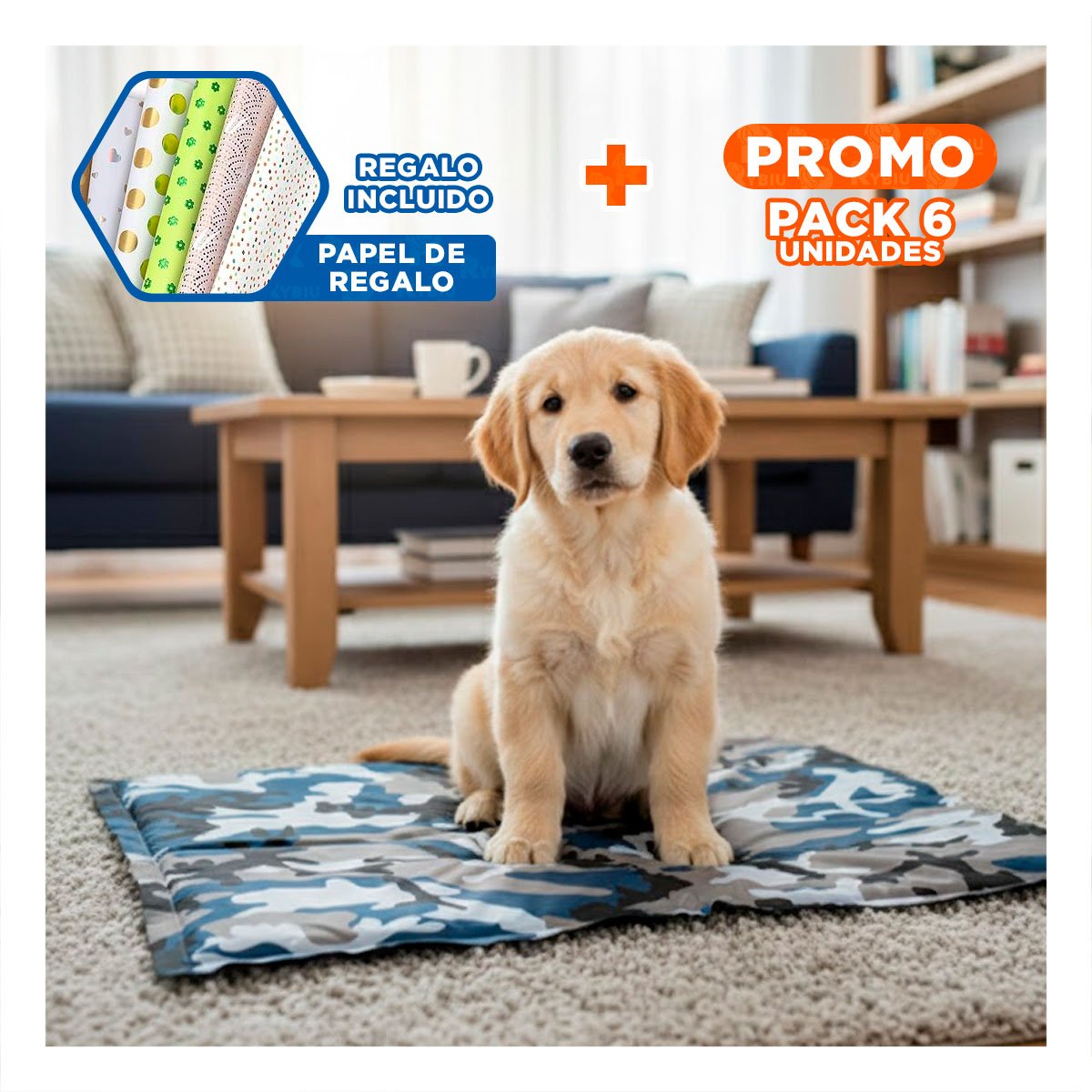 PACK6 ALFOMBRA PARA GATO DE USO INTERIOR 50X65CM MD MILITAR Y+PAPEL REGALO - 1