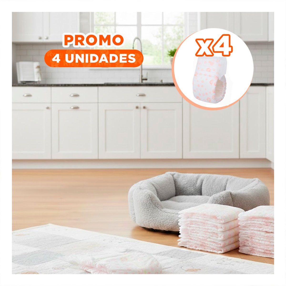 PACK4 BANDA COLOR ROSADO CON LATERALES ELASTICOS PERRO HEMBRA TALLA S ROSADO - 1