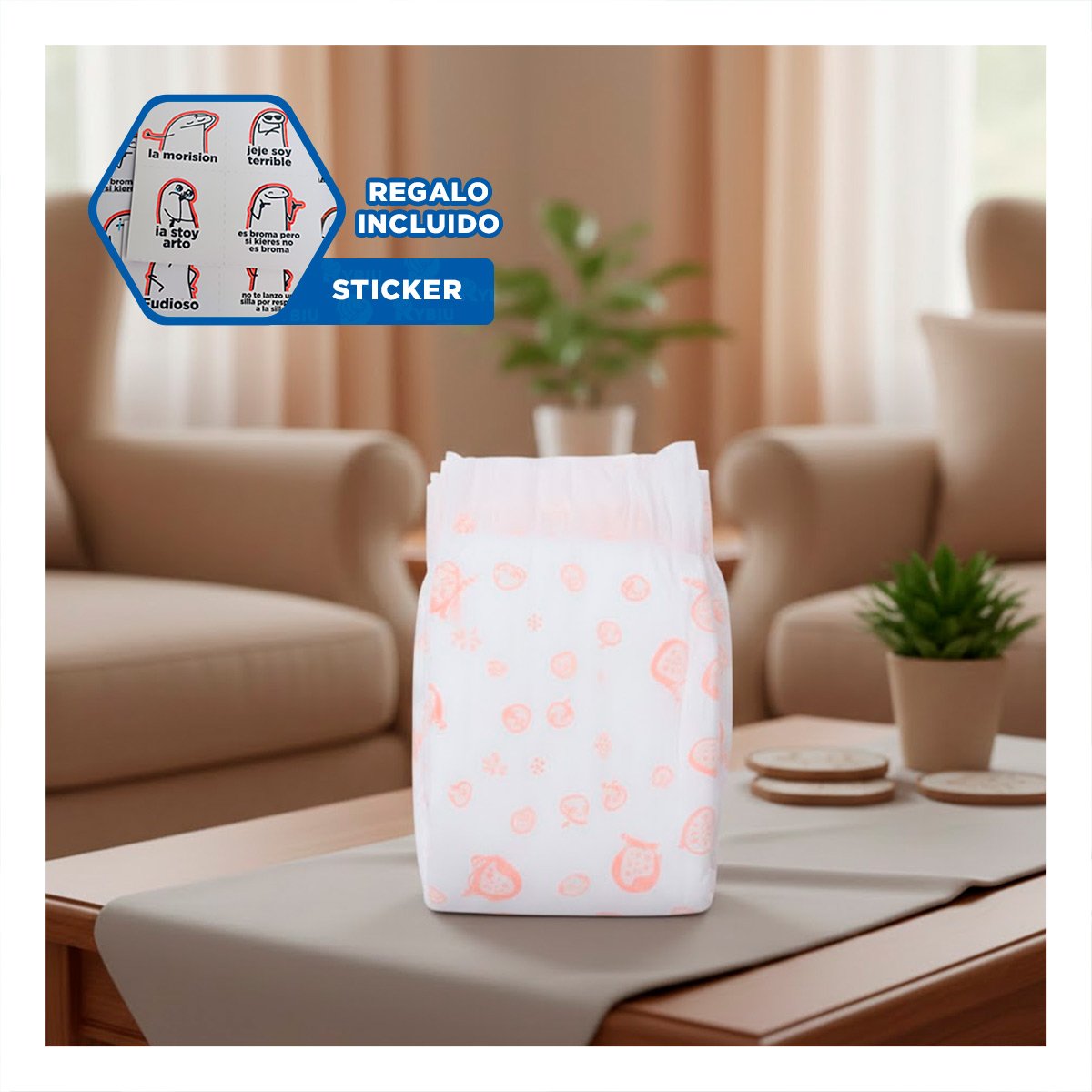 PAQUETE SANITARIO QUE PROTEGE SUPERFICIES DE PERRO HEMBRA M ROSADO Y+REGALO STICKER - 1