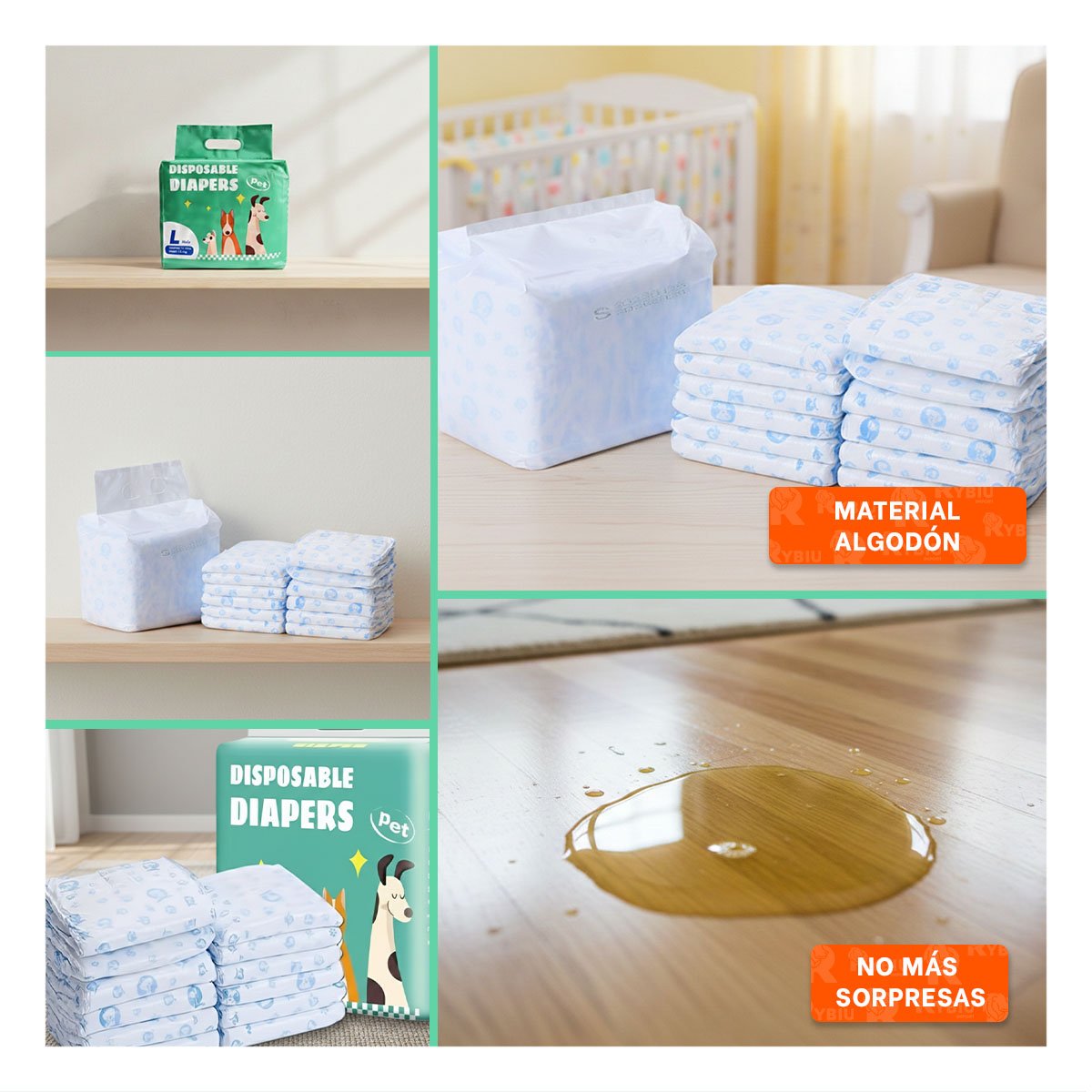 PACK6 CINTURON COMODO CON SUJECION SEGURA Y FLEXIBLE PERRO MACHO TALLA L VERDE Y+PAPEL REGALO - 3