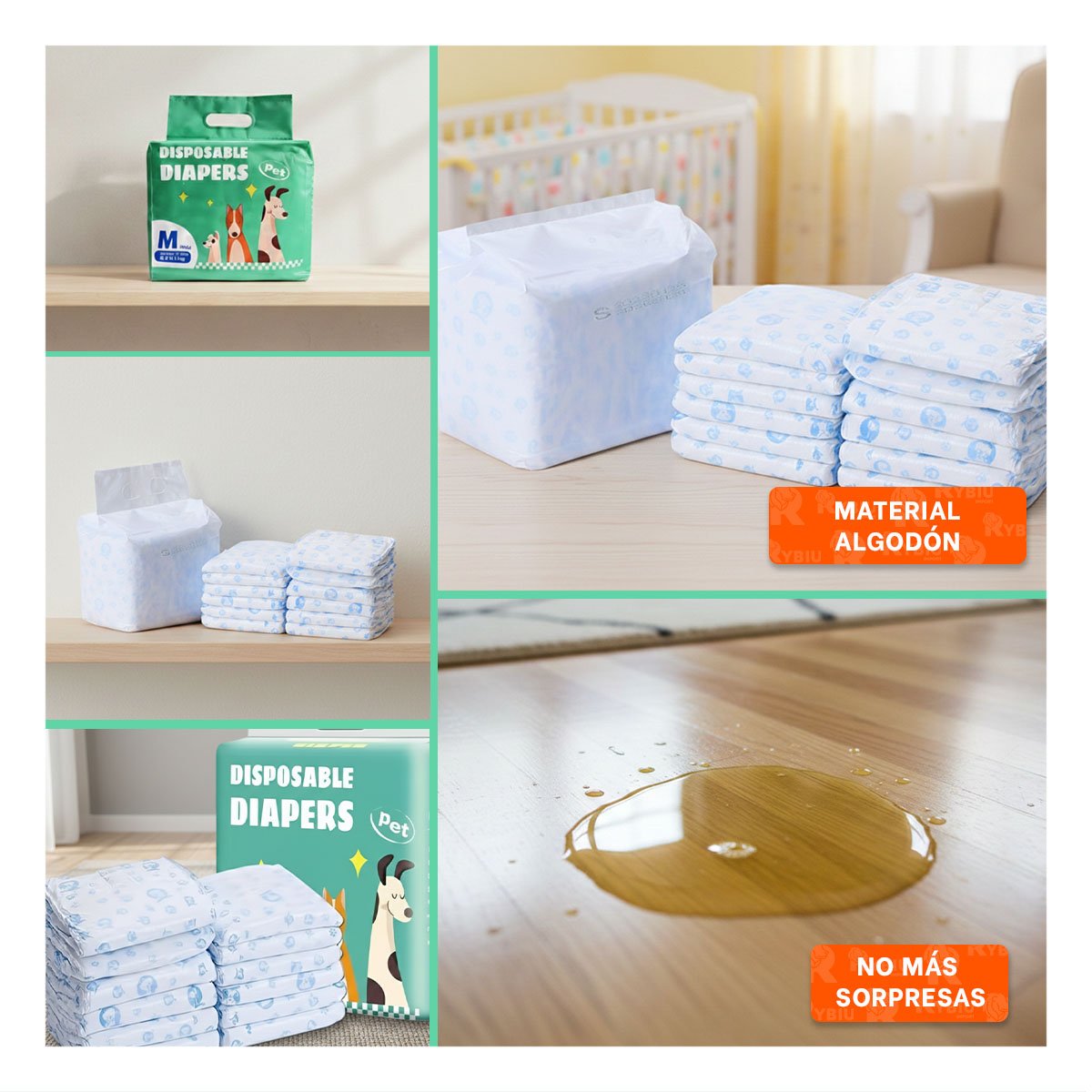 PACK2 CUBIERTA CON AJUSTE INTELIGENTE PARA MASCOTAS MASCOTA MACHO M VERDE Y+PAPEL REGALO - 3