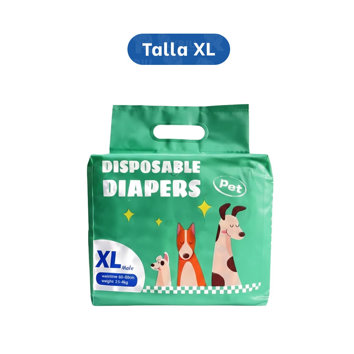 PACK4 PAQUETE SANITARIO CON AJUSTE PERFECTO PARA EL PERRO MACHO XL VERDE Y+PAPEL REGALO - 4