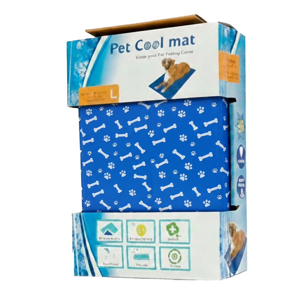 PACK6 TAPIZ ESPACIOSO PARA PERRO MEDIANO PATRON HUESITOS 50X90CM L AZUL - 2