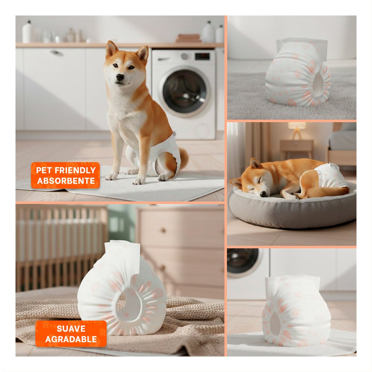 PACK4 ABSORBENTE SUAVE Y SEGURO PARA USO DIARIO DEL PERRO HEMBRA M ROSADO Y+REGALO STICKER - 2
