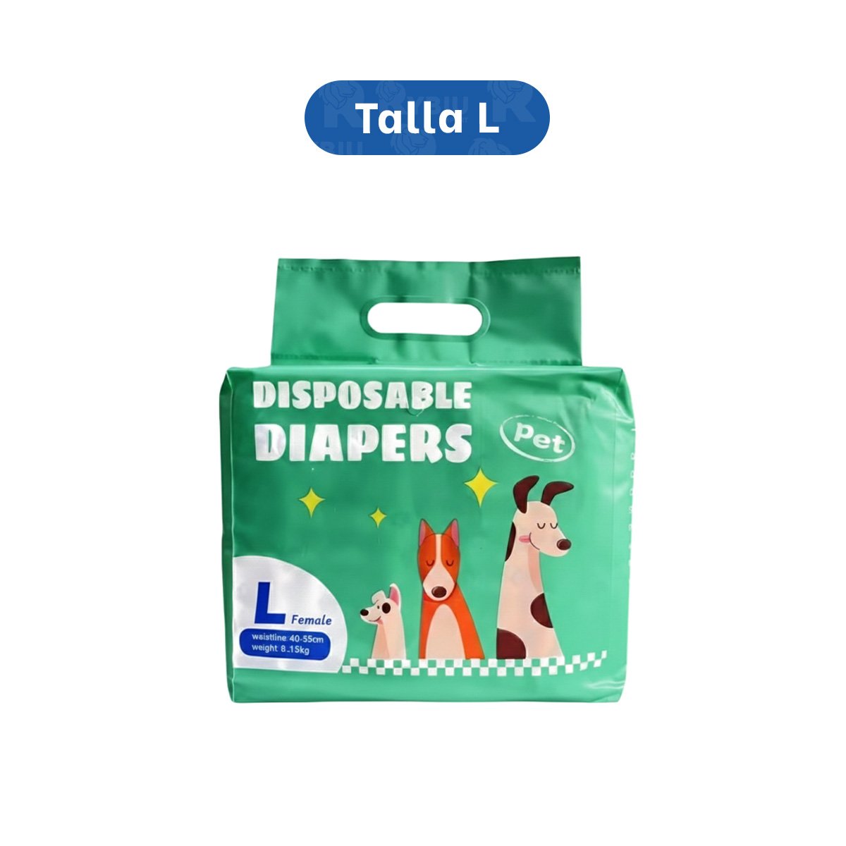 PACK4 BANDA CON ESTILO ANATOMICO Y SUJECION FIRME PERRO MACHO TALLA L VERDE Y+PAPEL REGALO - 4
