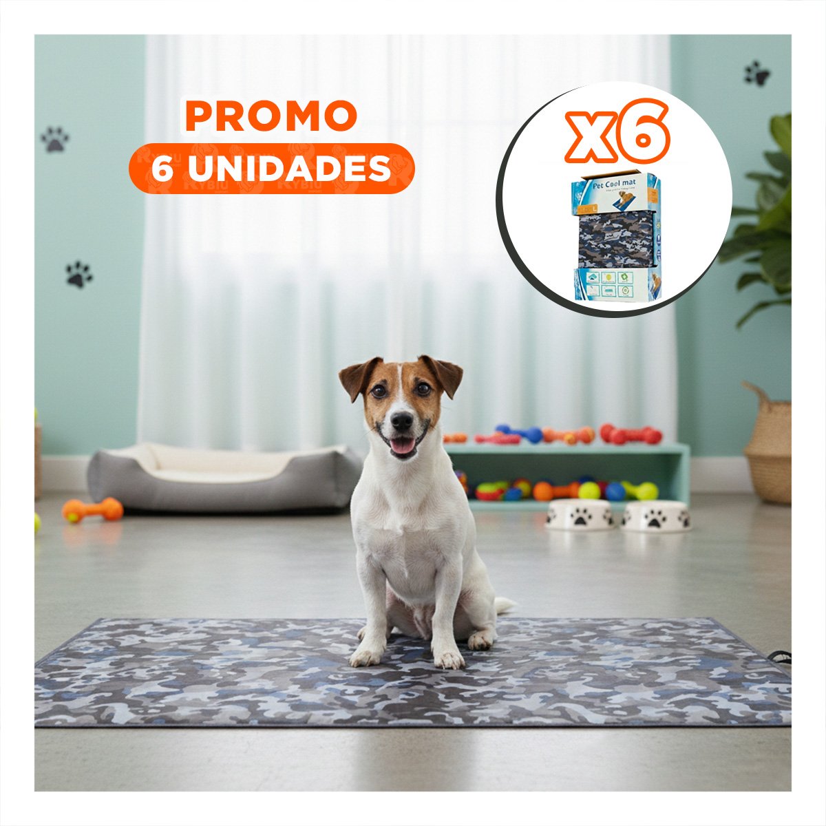 PACK6 MANTA PRACTICA PARA MASCOTAS QUE DISFRUTAN DEL HOGAR L 50X90CM MILITAR Y+REGALO STICKER - 1