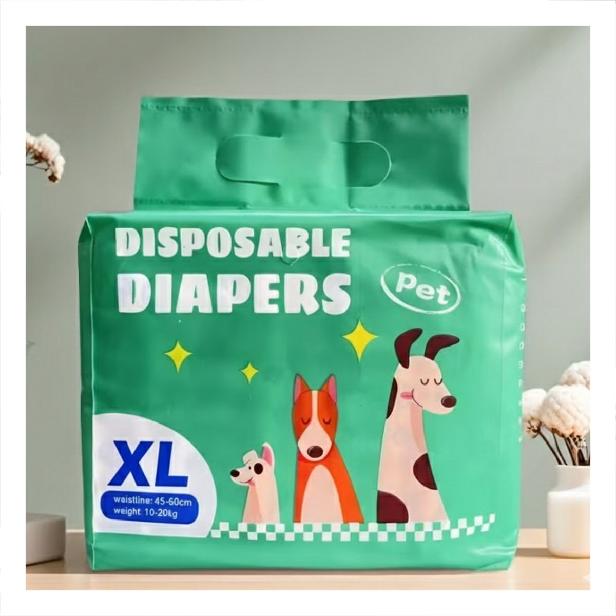 PACK4 PAQUETE SANITARIO COMODO Y PRACTICO PARA USO DIARIO DEL PERRO MACHO XL VERDE - 2