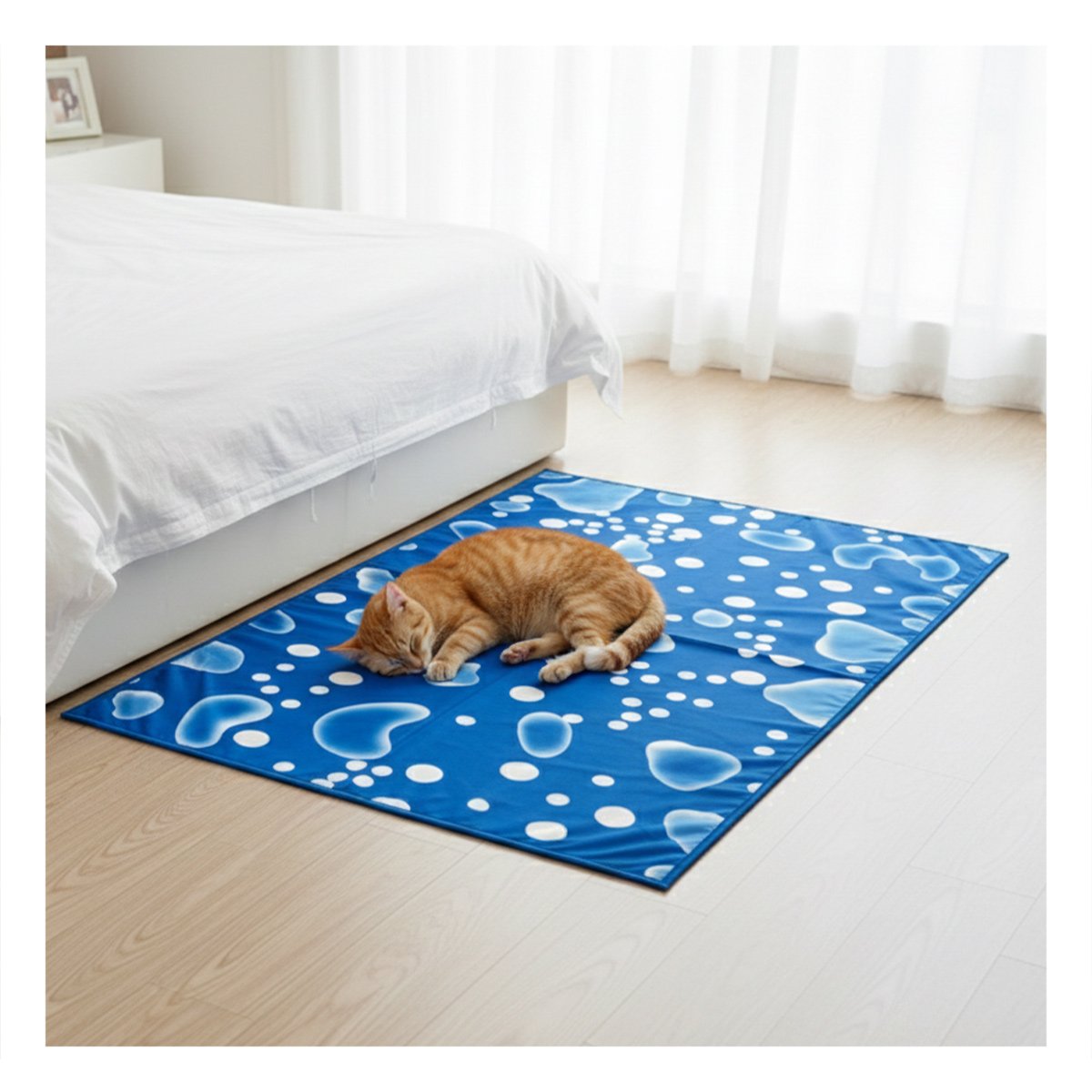 PACK2 ALFOMBRA CON GEL REFRIGERANTE PARA MASCOTA 50X90CM L AZUL ESTILO BURBUJAS - 3