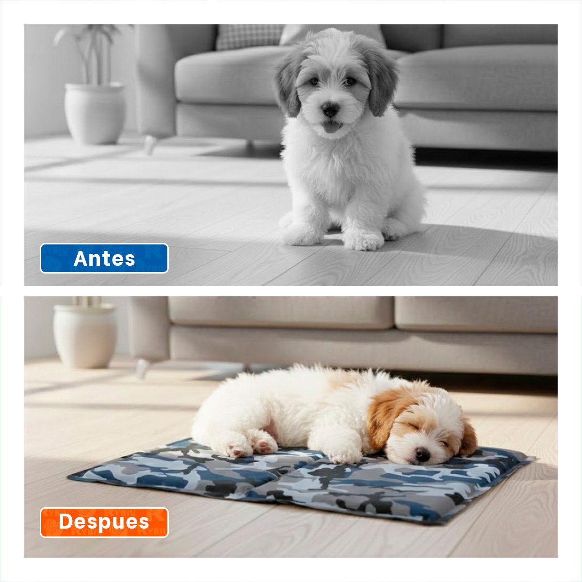 PACK2 COJIN CON GEL FRIO PARA MASCOTA 50X65CM MD MILITAR - 4