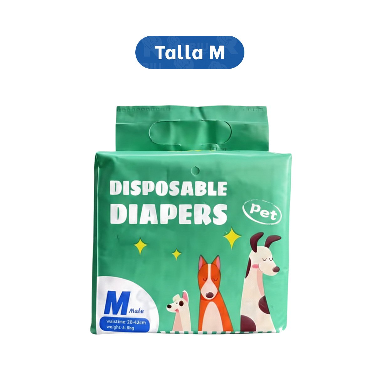 PACK6 CAPA QUE MANTIENE HIGIENE Y CONTROL DE OLORES MASCOTA MACHO M VERDE Y+REGALO STICKER - 4