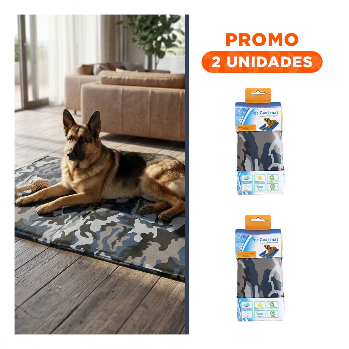 PACK2 CUBREPISO REFRESCANTE QUE MANTIENE A TU MASCOTA COMODA 81X96CM XL MILITAR - 1