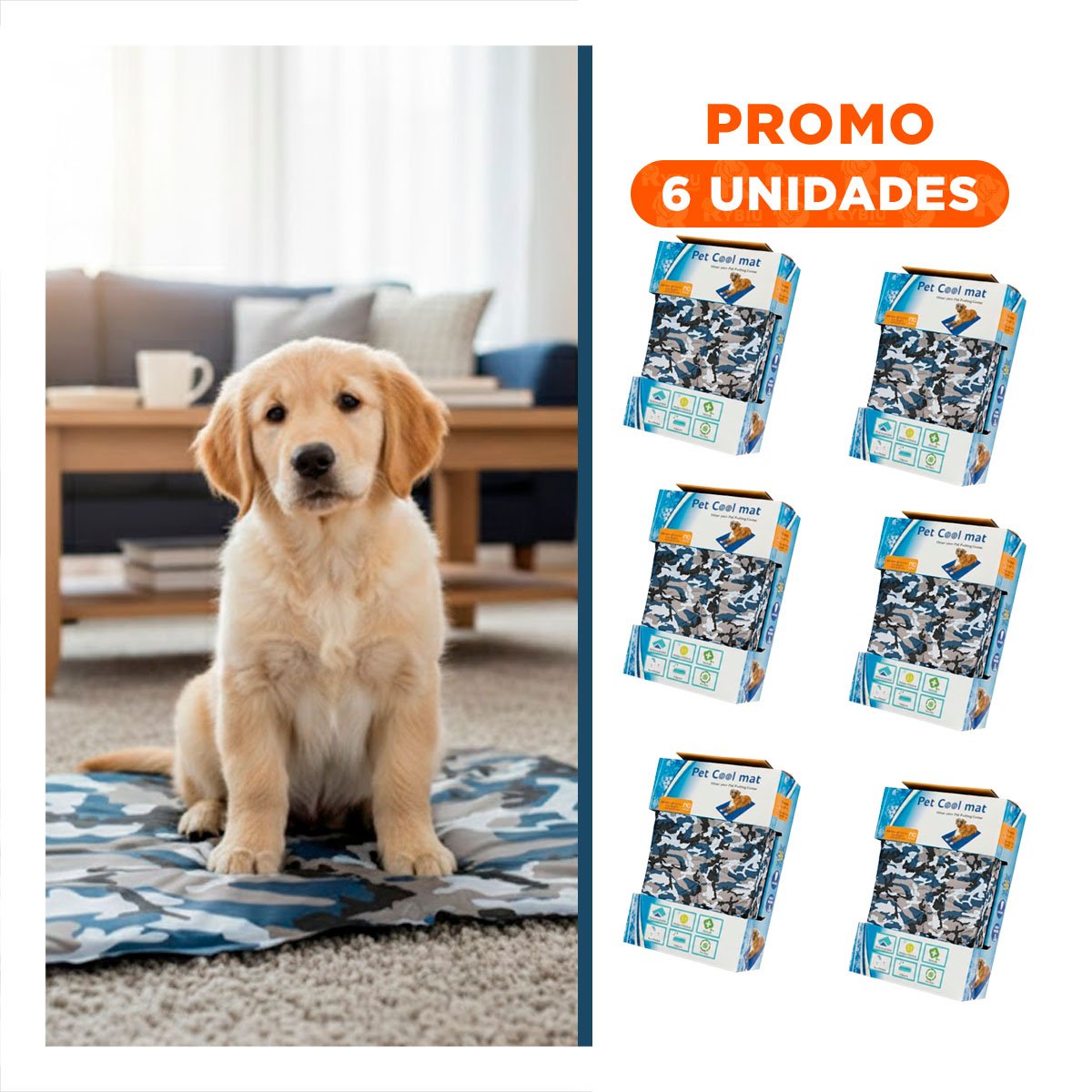 PACK6 ALFOMBRA PARA PERRO EN DIAS DE CALOR 50X65CM MD MILITAR - 1