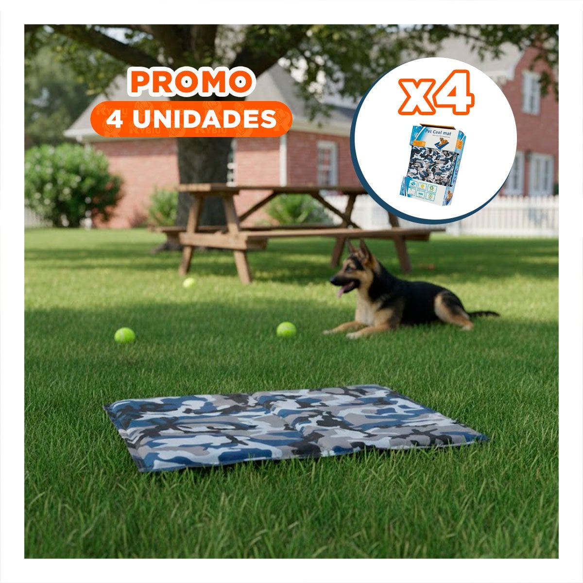 PACK4 COJIN PARA JAULA O PISO DEL HOGAR 50X65CM MD MILITAR - 1