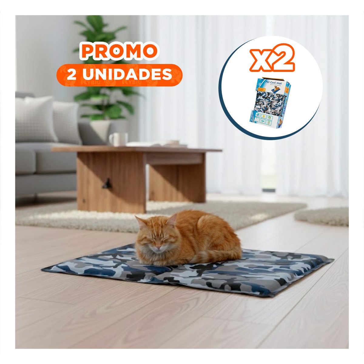 PACK2 COJIN DISENADO PARA GATO EN CLIMA CALIDO 50X65CM MD MILITAR Y+REGALO STICKER - 1