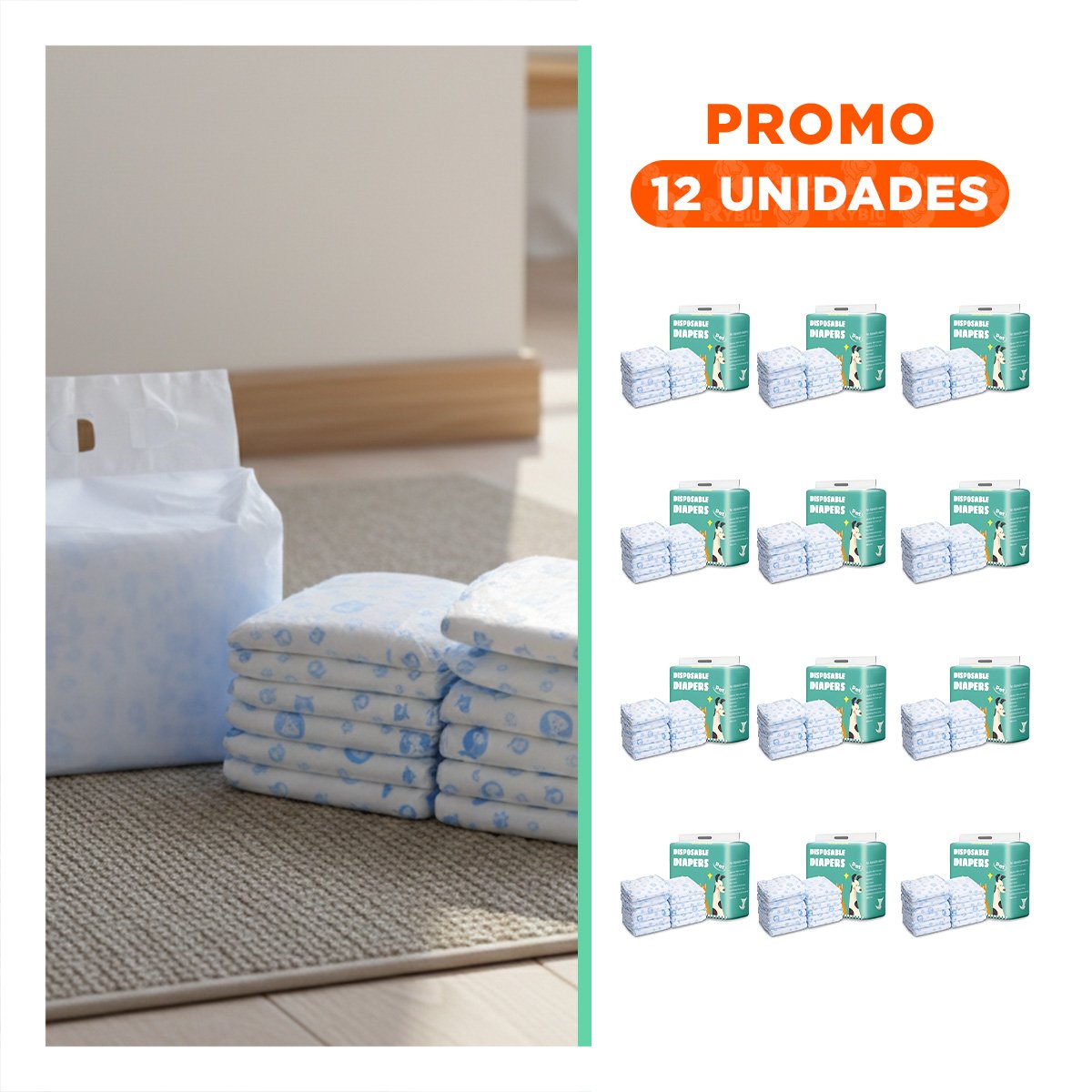PACK12 CAPA PRACTICA DE USO DIARIO MASCOTA MACHO S VERDE Y+REGALO STICKER - 1