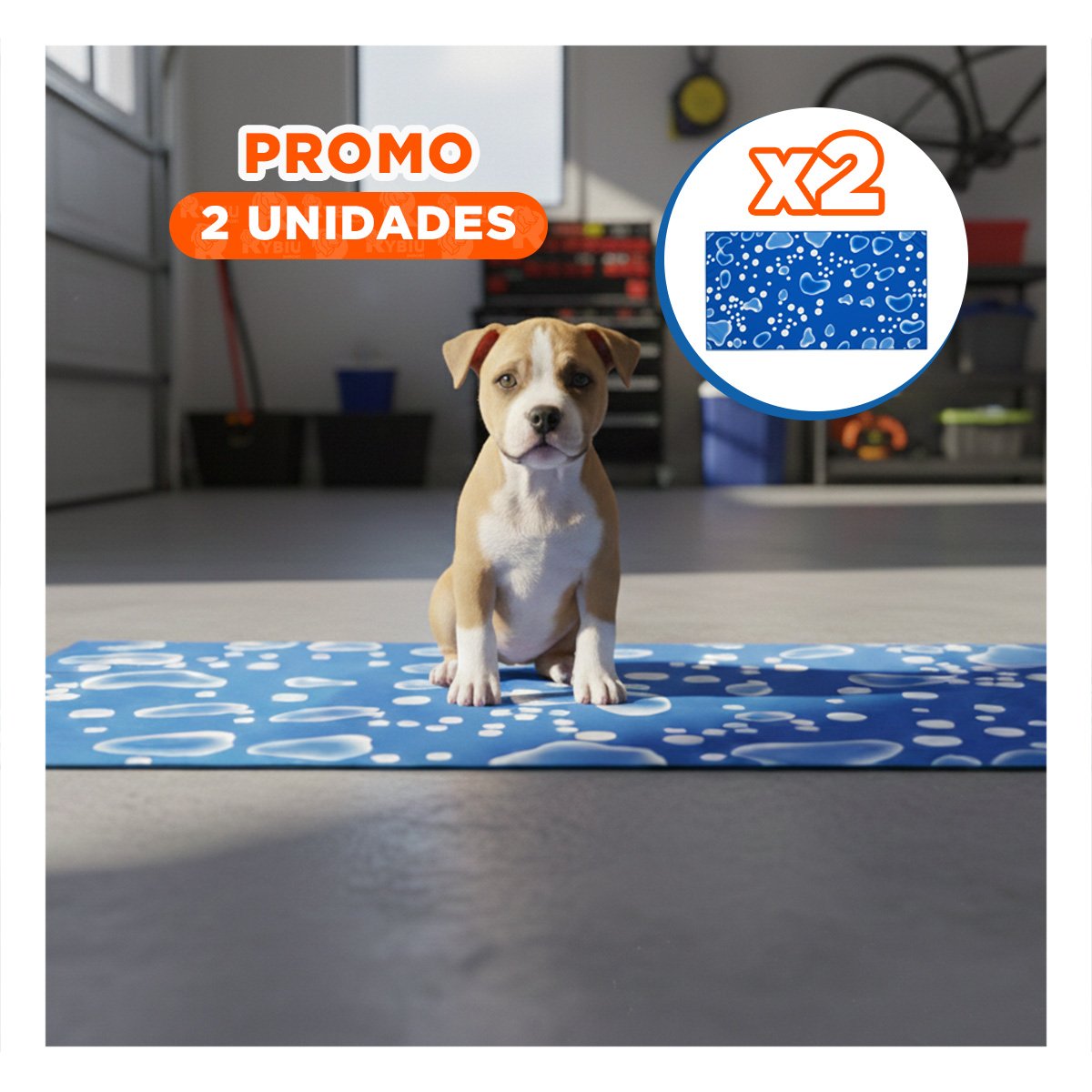 PACK2 ALFOMBRA PARA GATO EN ESPACIO INTERIOR 50X90CM L AZUL ESTILO BURBUJAS Y+REGALO STICKER - 1