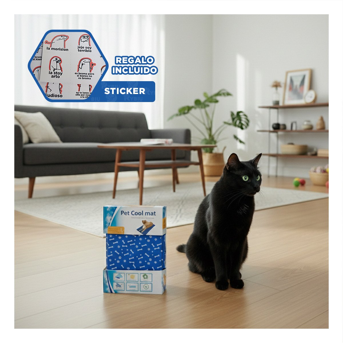 COLCHONETA PARA INTERIOR DEL HOGAR ESTILO HUESITOS 50X90CM L AZUL Y+REGALO STICKER - 1