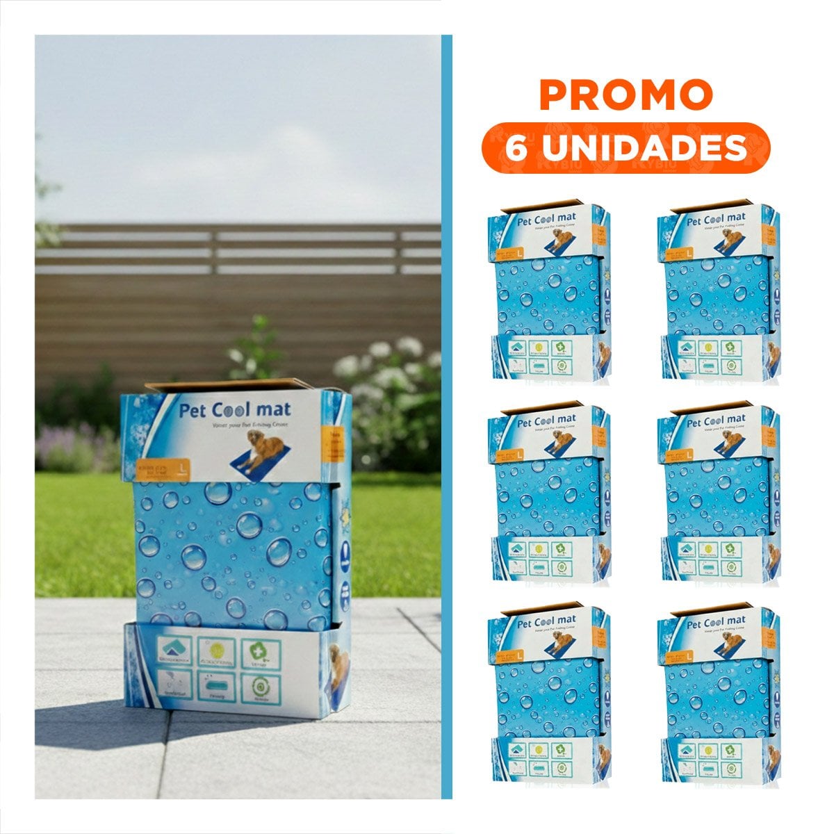 PACK6 COLCHONETA PARA PERRO QUE DISMINUYE EL CALOR PATRON BURBUJA 50X90CM L CELESTE - 1