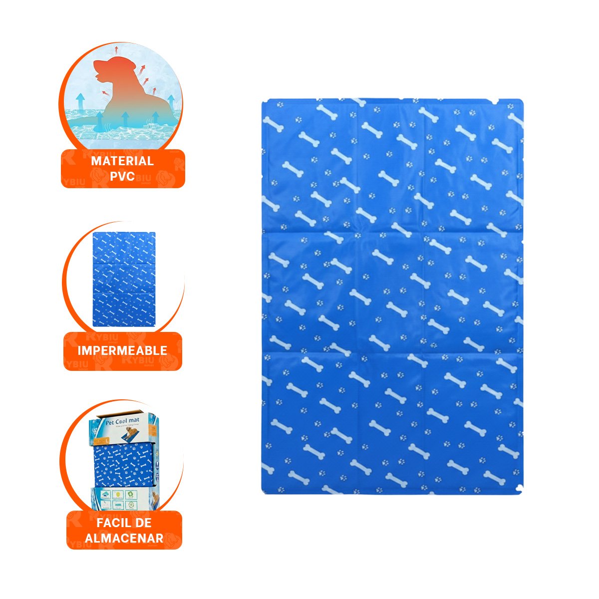 COLCHONETA CON TECNOLOGIA DE ENFRIAMIENTO ESTAMPADO HUESITOS 50X90CM L AZUL - 3