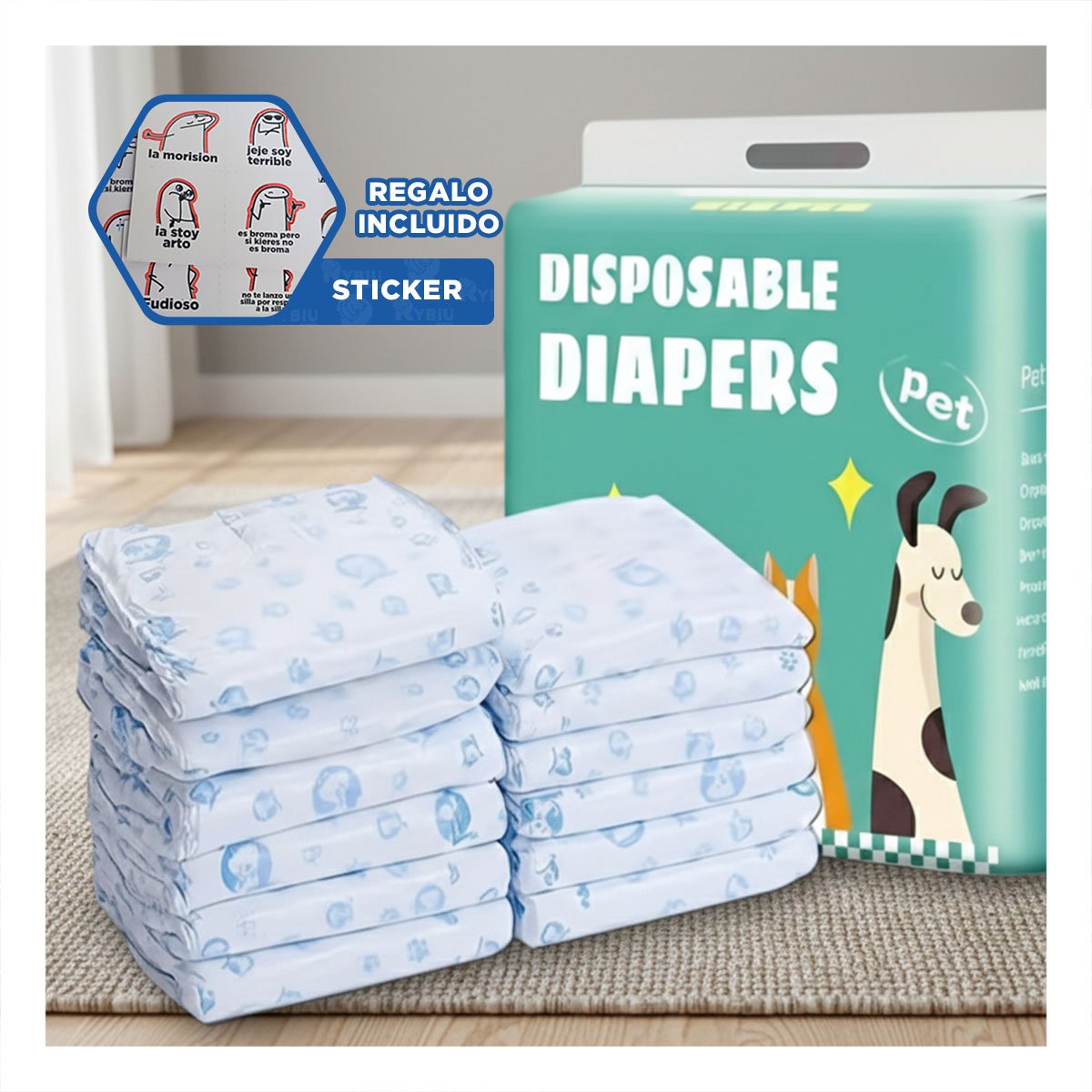 CAPA DESECHABLE COMODA PARA VIAJES Y PASEOS DEL PERRO MACHO XL VERDE Y+REGALO STICKER - 1
