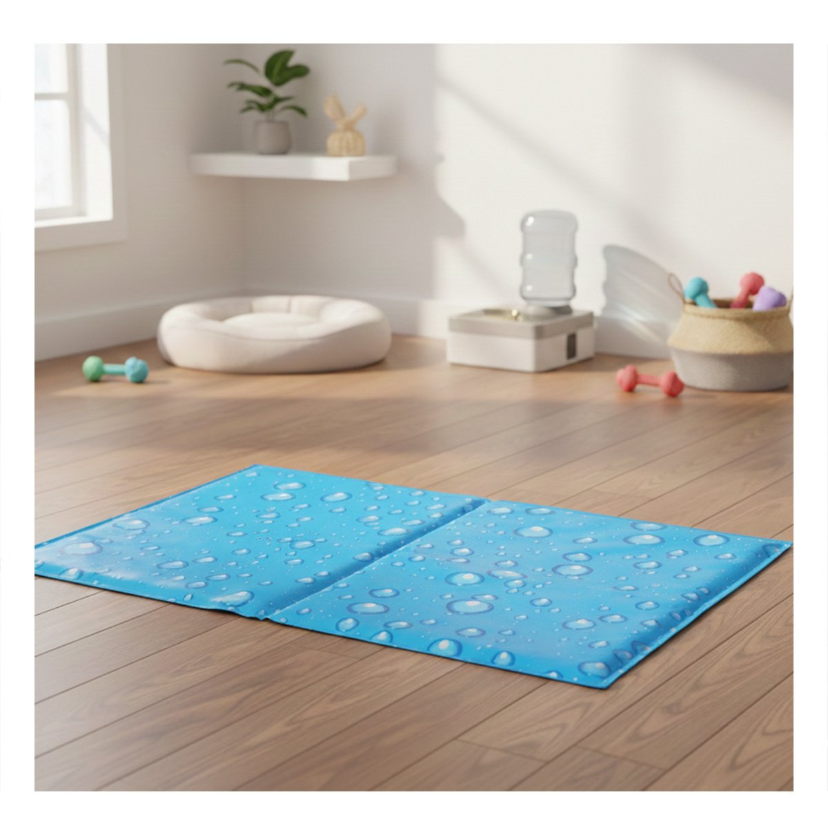 PACK2 BASE CON GEL REFRESCANTE PARA MASCOTA PATRON BURBUJA 50X90CM L CELESTE - 2