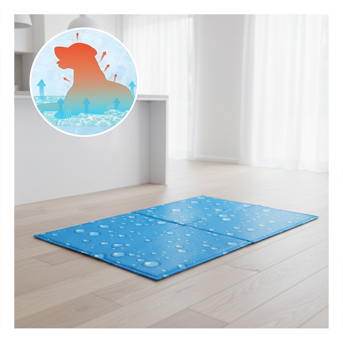 PACK2 BASE CON GEL REFRESCANTE PARA MASCOTA PATRON BURBUJA 50X90CM L CELESTE - 5